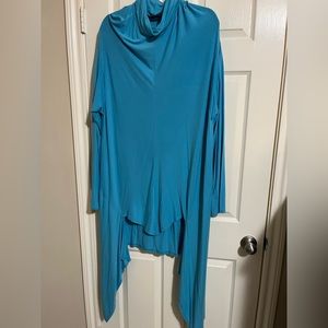 Teyxo European Designer Aqua Blue asymmetrical tunic 2X